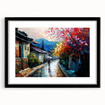 Framed wall art from the Landscapes Roads Design collection, featuring a striking black frame with a mat, showcasing a scenic road landscape ideal for home decor.