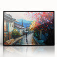 Framed acrylic wall art featuring a striking landscape design with winding roads, set in a sleek black frame, perfect for modern home decor.