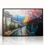 Framed acrylic wall art featuring a striking landscape design with winding roads, set in a sleek black frame, perfect for modern home decor.