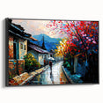 Framed canvas wall art showcasing a scenic road landscape design, featuring vibrant colors and intricate details, perfect for modern home decor.
