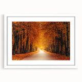 Framed landscape wall art featuring a scenic road design with a white mat, adding elegance to home decor. Ideal for enhancing living spaces with nature-inspired aesthetics.