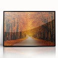 Framed acrylic wall art featuring a scenic landscape with winding roads, presented in a sleek black frame. Ideal for modern home decor and art enthusiasts seeking unique designs.