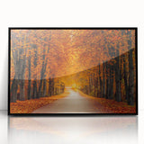 Framed acrylic wall art featuring a scenic landscape with winding roads, presented in a sleek black frame. Ideal for modern home decor and art enthusiasts seeking unique designs.