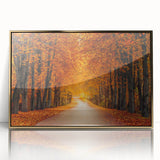 Framed acrylic wall art featuring a stunning landscape with winding roads and vibrant colors, designed to enhance any interior decor. The piece showcases a gold frame that adds elegance, perfect for modern home settings.