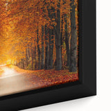 Framed canvas wall art showcasing a vibrant landscape scene with winding roads, rich greens, and dramatic skies, perfect for home decor and artistic ambiance.