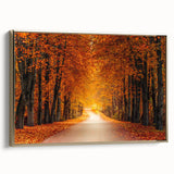 Framed canvas wall art featuring a scenic landscape with winding roads and lush greenery, accented by a gold frame, perfect for home decor and aesthetic enhancement.