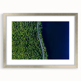 Framed wall art featuring a serene landscape road design in a silver mat, ideal for home decor, enhancing modern interiors with its tranquil vibe.