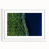 Framed white mat wall art showcasing a serene landscape road design, perfect for home decor, featuring soft colors and intricate details that enhance any interior space.
