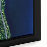 Framed canvas wall art showcasing a vibrant landscape with winding roads and colorful trees, ideal for home decor or office settings, emphasizing tranquility and nature.