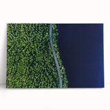 Stretched canvas wall art showcasing a serene landscape road design, featuring vibrant colors and modern aesthetics, perfect for home decor enhancement.