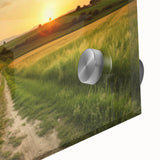 Close-up of a vibrant acrylic glass wall art piece showcasing a stunning landscape with winding roads, ideal for modern home decor. The design features rich colors and intricate details, perfect for adding a touch of elegance to any room.