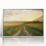 Framed wall art collection showcasing a scenic landscape with roads, designed in a modern acrylic style. The artwork features a white frame, enhancing the vibrant colors and intricate details of the scene, perfect for contemporary home decor.