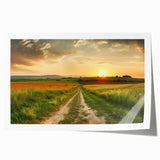 Abstract landscape wall art print showcasing a winding road through a vibrant sunset, perfect for modern home decor. Ideal for adding color and depth to any room.