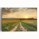 Stretched canvas wall art showcasing a vibrant landscape with winding roads, ideal for modern home decor. The piece features rich colors and intricate design elements, enhancing any room's ambiance. Perfect for art enthusiasts looking to elevate their interior space.