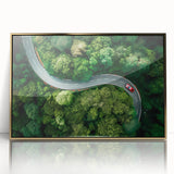 Framed acrylic wall art featuring a stunning landscape road design in gold, showcasing vibrant colors and intricate details, perfect for modern home decor.