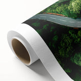 Rolled canvas artwork showcasing a vibrant landscape road design, featuring a blend of earthy tones and textures, ideal for home decor. Packaged securely for delivery.