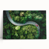 Stretched canvas wall art showcasing a vibrant landscape design with winding roads and lush greenery, perfect for modern home decor. This piece adds depth and color to any room, blending nature's beauty with artistic flair.