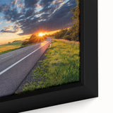 Framed canvas wall art showcasing an abstract landscape design with vibrant colors and intricate details, perfect for home decor and artistic touch.