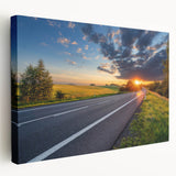 Stretched canvas wall art showcasing a serene landscape with winding roads and vibrant greenery, ideal for home decor and interior design enthusiasts.