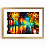 Framed wall art collection showcasing a scenic landscape road design, featuring a gold frame with a mat, perfect for home décor and interior styling.