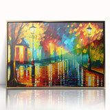 Framed acrylic wall art showcasing a stunning landscape with winding roads and golden accents, ideal for modern home decor and adding elegance to any space.