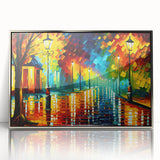 Framed acrylic wall art featuring a modern road landscape design with silver accents, ideal for enhancing contemporary home decor and wall aesthetics.
