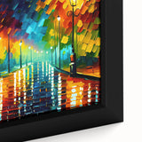 Framed canvas artwork depicting a vibrant landscape road design, featuring rich colors and intricate details, perfect for enhancing modern home decor.