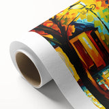 Rolled canvas wall art showcasing a vibrant landscape road design with rich colors and intricate details, perfect for home decor or office space enhancement.