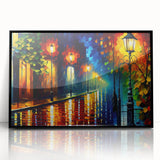 Framed acrylic wall art featuring a stunning landscape design with winding roads, set in a sleek black frame, perfect for modern home decor.
