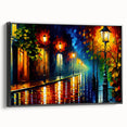Framed canvas wall art depicting a scenic landscape road design, featuring vibrant colors and a modern black frame, perfect for contemporary home decor.