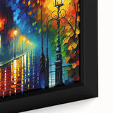 Framed canvas close-up showcasing a vibrant landscape road design, featuring rich colors and intricate details, perfect for modern home decor.