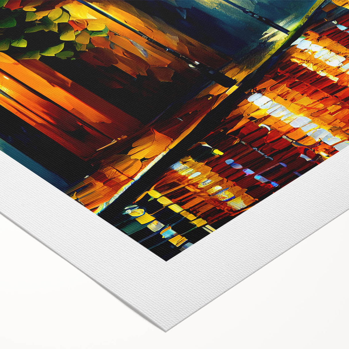 Rolled canvas wall art showcasing a serene landscape road design, featuring vibrant colors and intricate details, perfect for home decor or interior design projects.