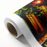 Abstract landscape wall art on rolled canvas, showcasing vibrant colors and intricate designs, perfect for modern decor. Packaged securely in a cardboard tube.