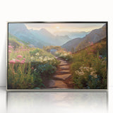 Framed acrylic wall art featuring a scenic landscape with winding roads, highlighted by silver accents, perfect for modern home decor. Ideal for enhancing living spaces.