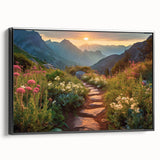 Framed canvas wall art showcasing a modern landscape design with winding roads, presented in a sleek black frame, enhancing any contemporary decor.