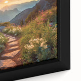Framed canvas wall art featuring a serene landscape with winding roads, showcasing vibrant greens and blues, perfect for home decor and enhancing interior aesthetics.