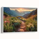 Framed canvas wall art showcasing a serene landscape road design, featuring soft pastel colors and a modern aesthetic, ideal for home decor enhancement.