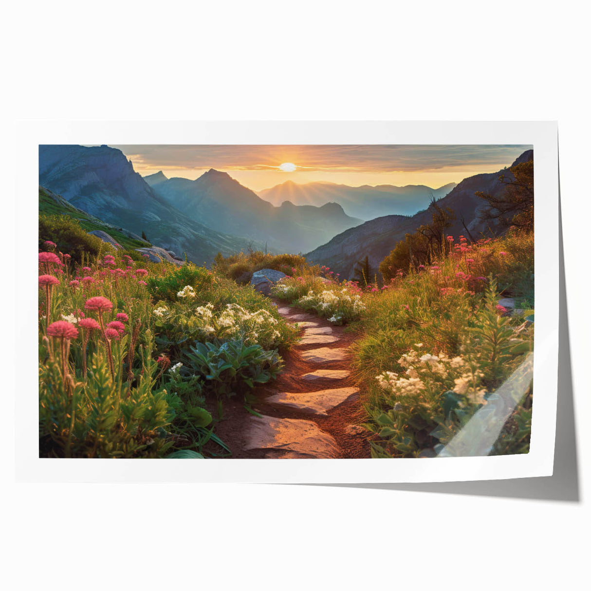 Rolled print showcasing a vibrant landscape road design, featuring vivid colors and intricate details, perfect for enhancing modern home decor aesthetics.