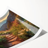 Rolled print of a vibrant landscape road design showcasing a scenic view of winding roads through lush greenery, perfect for home decor or office walls.