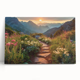 Stretched canvas wall art showcasing a serene landscape road design, featuring lush greenery and a clear blue sky, perfect for home decor enhancement.