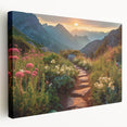 Stretched canvas wall art showcasing a panoramic landscape design with roads, featuring vibrant colors and intricate details, perfect for modern home decor.