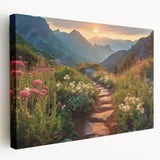 Stretched canvas wall art showcasing a panoramic landscape design with roads, featuring vibrant colors and intricate details, perfect for modern home decor.