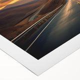 Vibrant rolled canvas art showcasing a serene landscape with winding roads, ideal for home decor, beautifully packaged in a protective cardboard tube.