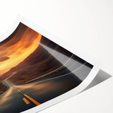 Vibrant wall art featuring a scenic landscape design of winding roads through lush greenery, printed on high-quality canvas and rolled for easy framing.