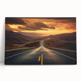 Stretched canvas wall art featuring a serene landscape with winding roads and lush greenery, designed to enhance modern interiors and evoke tranquility. Ideal for home or office decor.