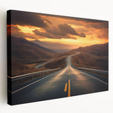 Stretched canvas wall art showcasing a vibrant landscape road design in rich colors, ideal for home decor. Perfect for adding a modern touch to any space.