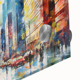 Close-up of a vibrant acrylic glass wall art piece showcasing a scenic landscape with winding roads, ideal for modern home decor and interior design enhancement.