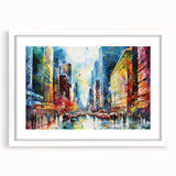 Framed wall art showcasing a serene landscape road design with vibrant colors, set in a white mat and frame, perfect for home decor enhancement.