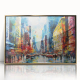 Framed acrylic wall art featuring a stunning landscape design with winding roads, golden accents, and a modern aesthetic, ideal for enhancing contemporary home decor.