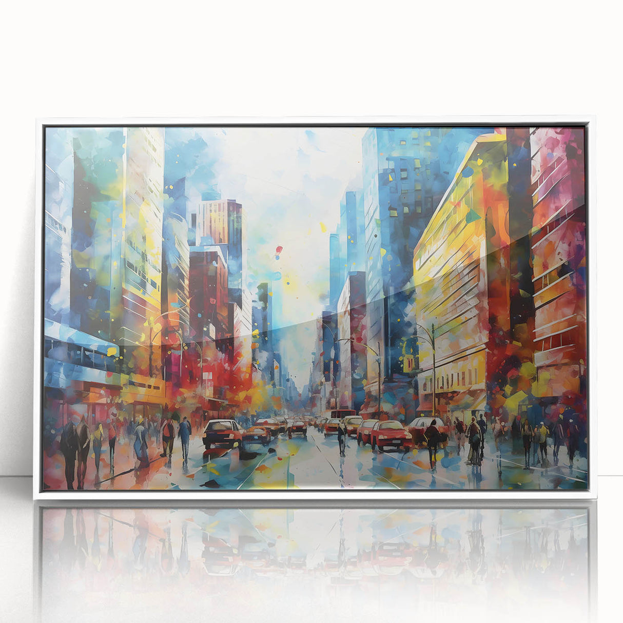 Framed acrylic wall art showcasing a serene landscape with winding roads, featuring a white border, ideal for modern home decor and art enthusiasts.